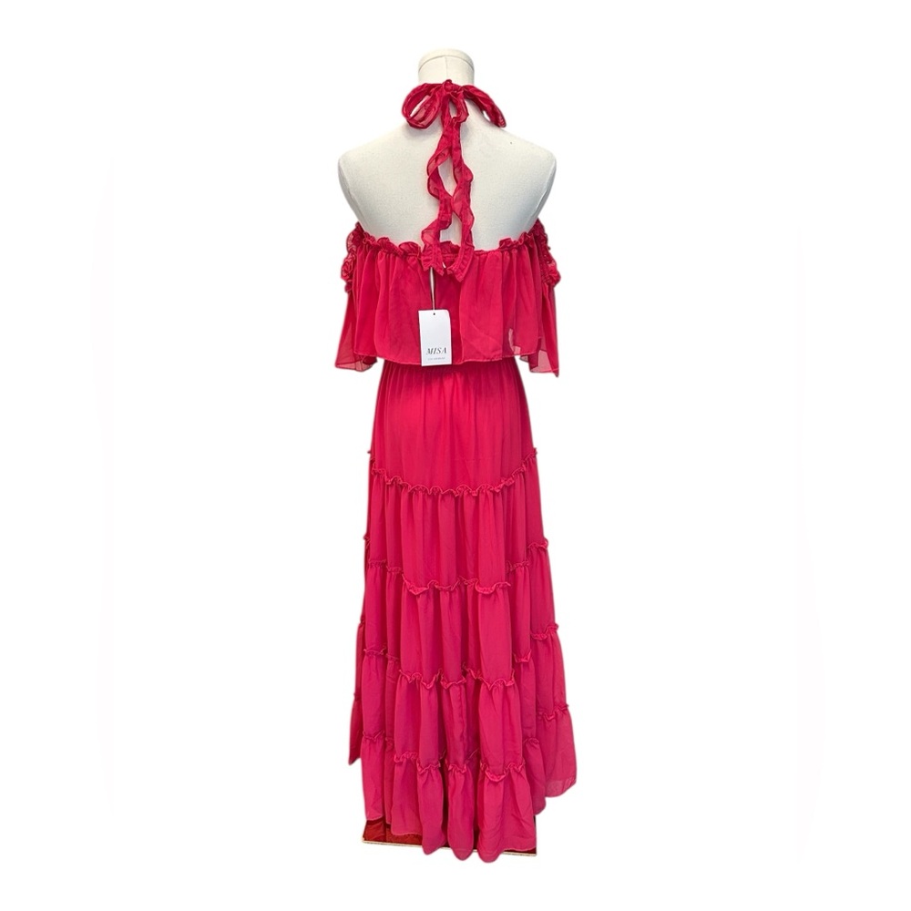 Misa Los Angeles Elegant Pink Fuchsia Off-Shoulder Maxi Dress Size XS NWT $425 - Picture 6 of 8